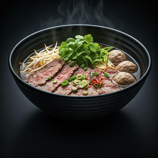 Pho beef and meatball bowl